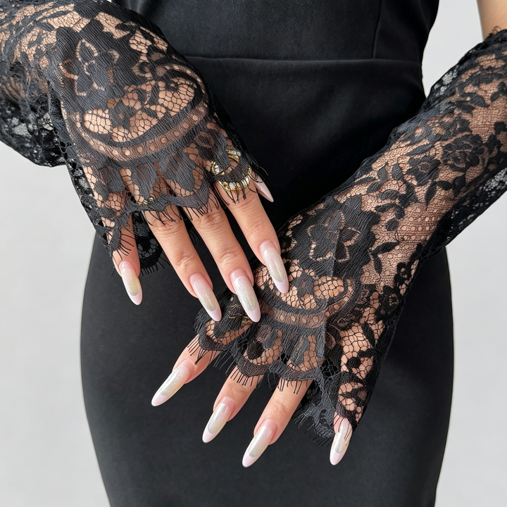 The Elara Sheer-Lace Fishtail Maxi Dress