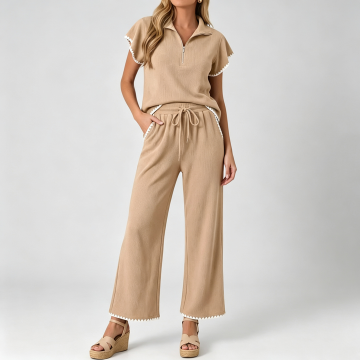 The Elara Zip Polo Set