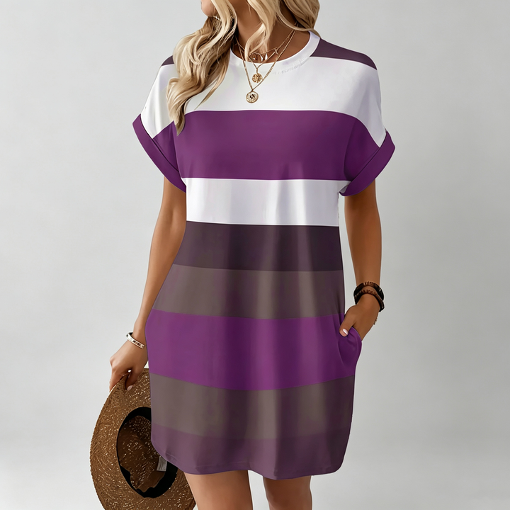 The Elara Striped Tee Dress