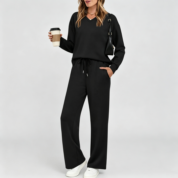 The Elara V-Neck Wide-Leg Lounge Set