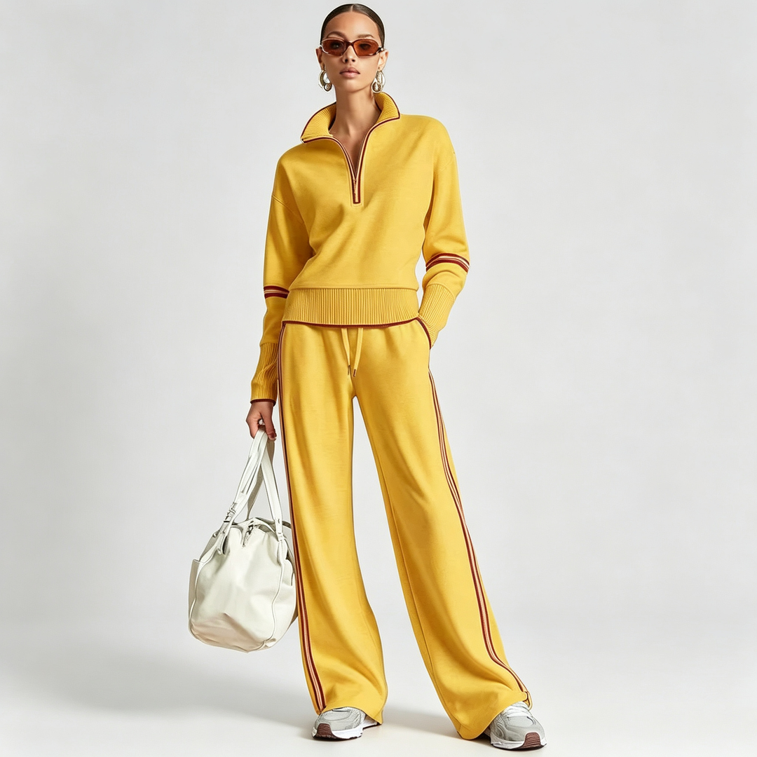 The Elara Colorblock Mock Neck Track Set