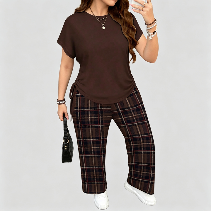 The Elara Curvy Art Print Wide-Leg Set