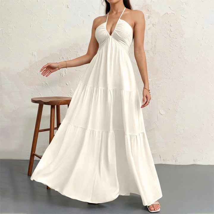 The Elara Plus Size Backless Halter Maxi Dress