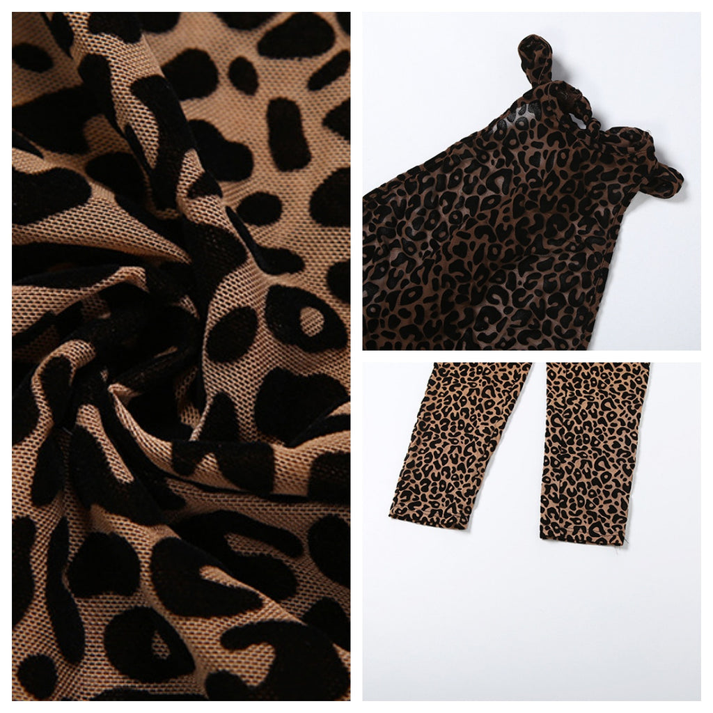 The Elara Open Back Leopard Jumpsuit with Tie Detail
