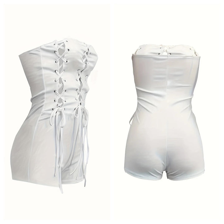 The Elara Cutout Lace-Up Corset Romper
