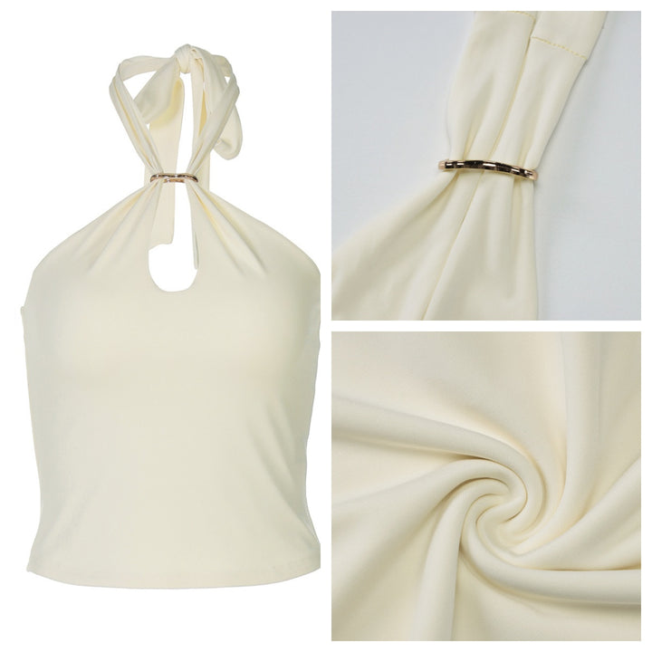 The Elara Halter Keyhole Backless Crop Top