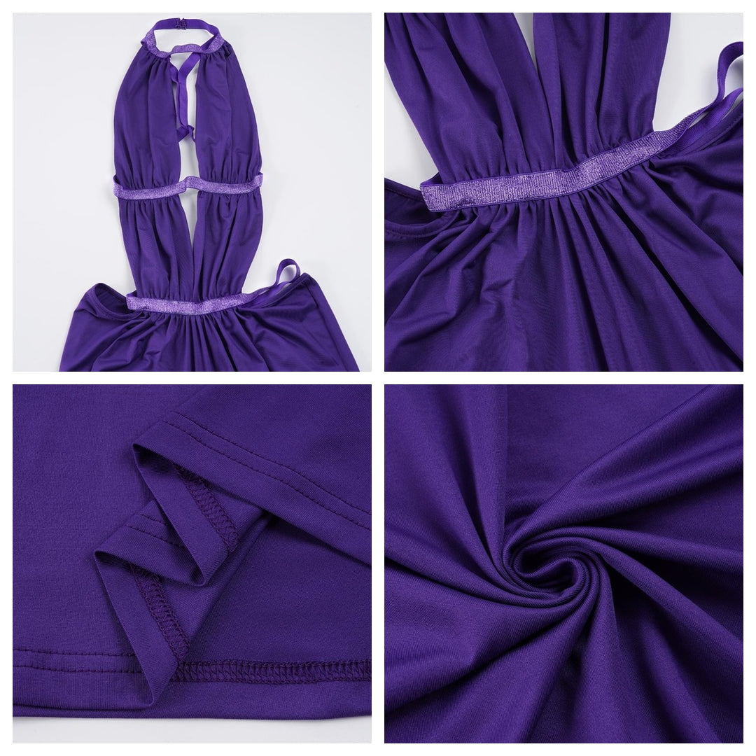 The Elara Cutout Rhinestone Halter Maxi Dress