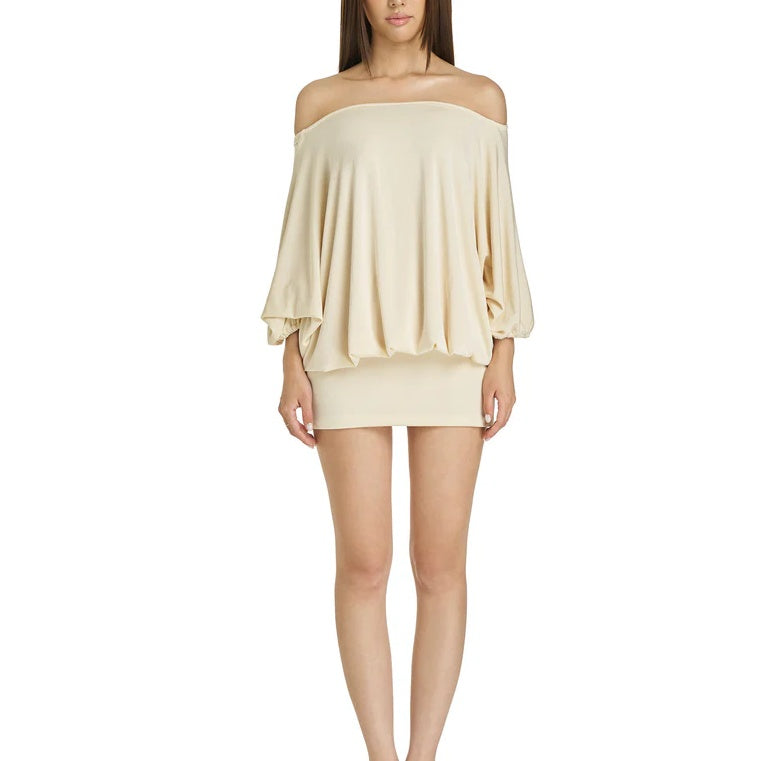 The Elara Off-Shoulder Backless Tie Mini Dress