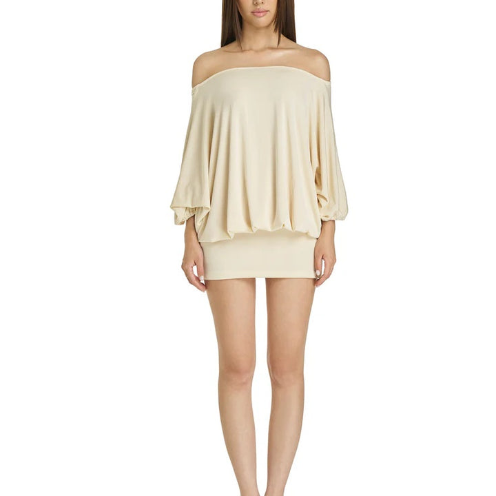 The Elara Off-Shoulder Backless Tie Mini Dress