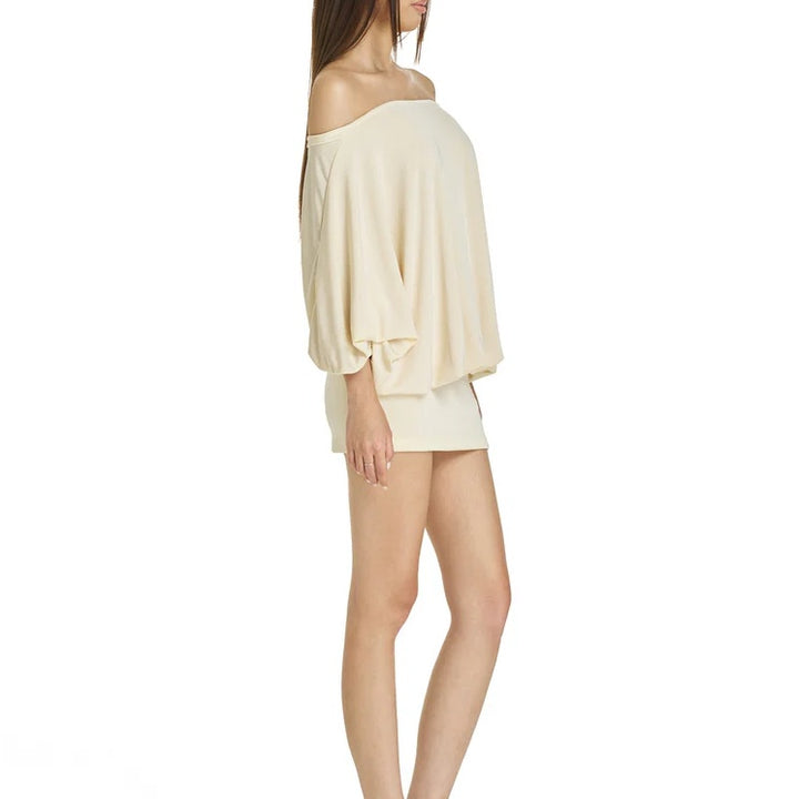 The Elara Off-Shoulder Backless Tie Mini Dress