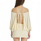 The Elara Off-Shoulder Backless Tie Mini Dress