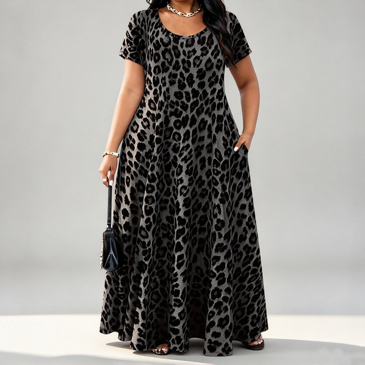 The Elara Leopard-Print Pocket Maxi Dress