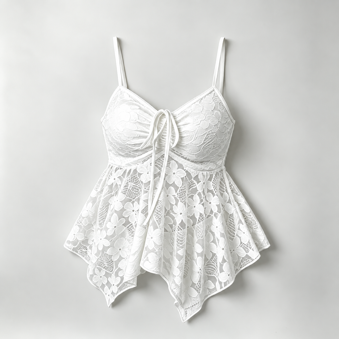 The Elara Lace Tie Peplum Cami
