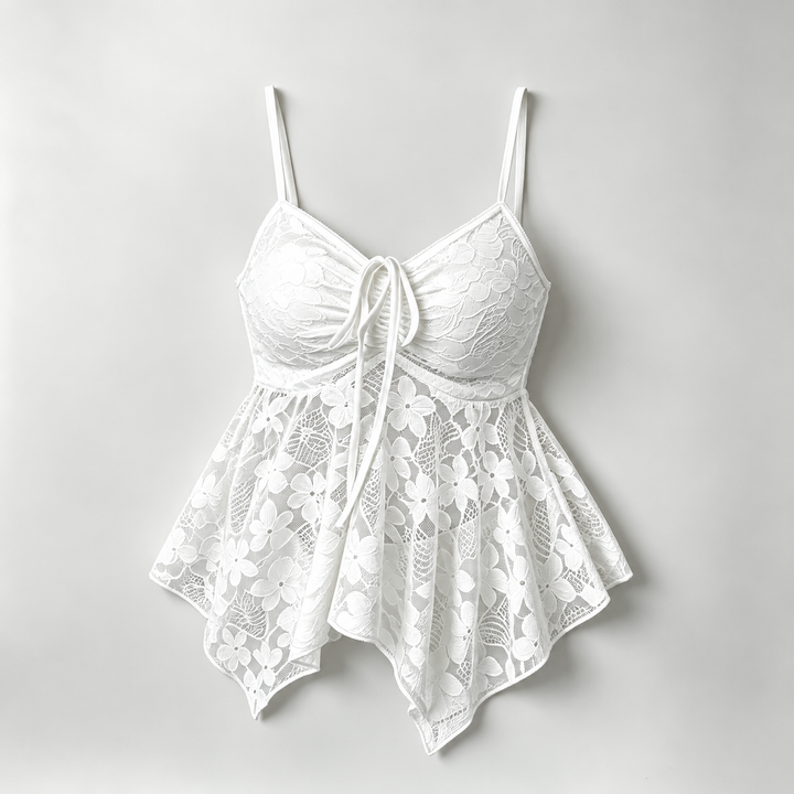The Elara Lace Tie Peplum Cami