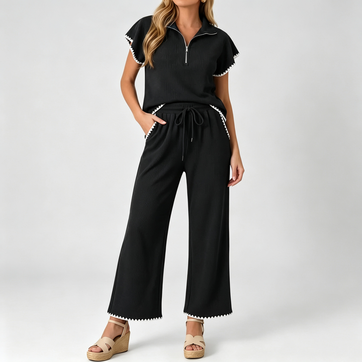 The Elara Zip Polo Set