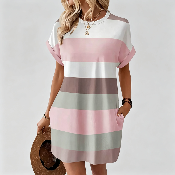 The Elara Striped Tee Dress