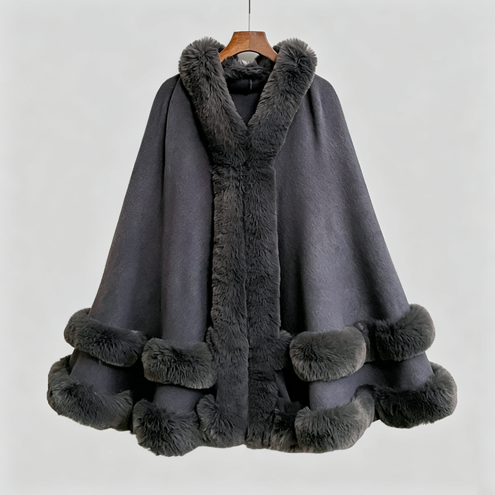 The Elara Luxe Faux Fur Hooded Cape