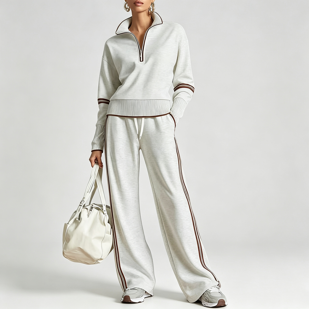 The Elara Colorblock Mock Neck Track Set