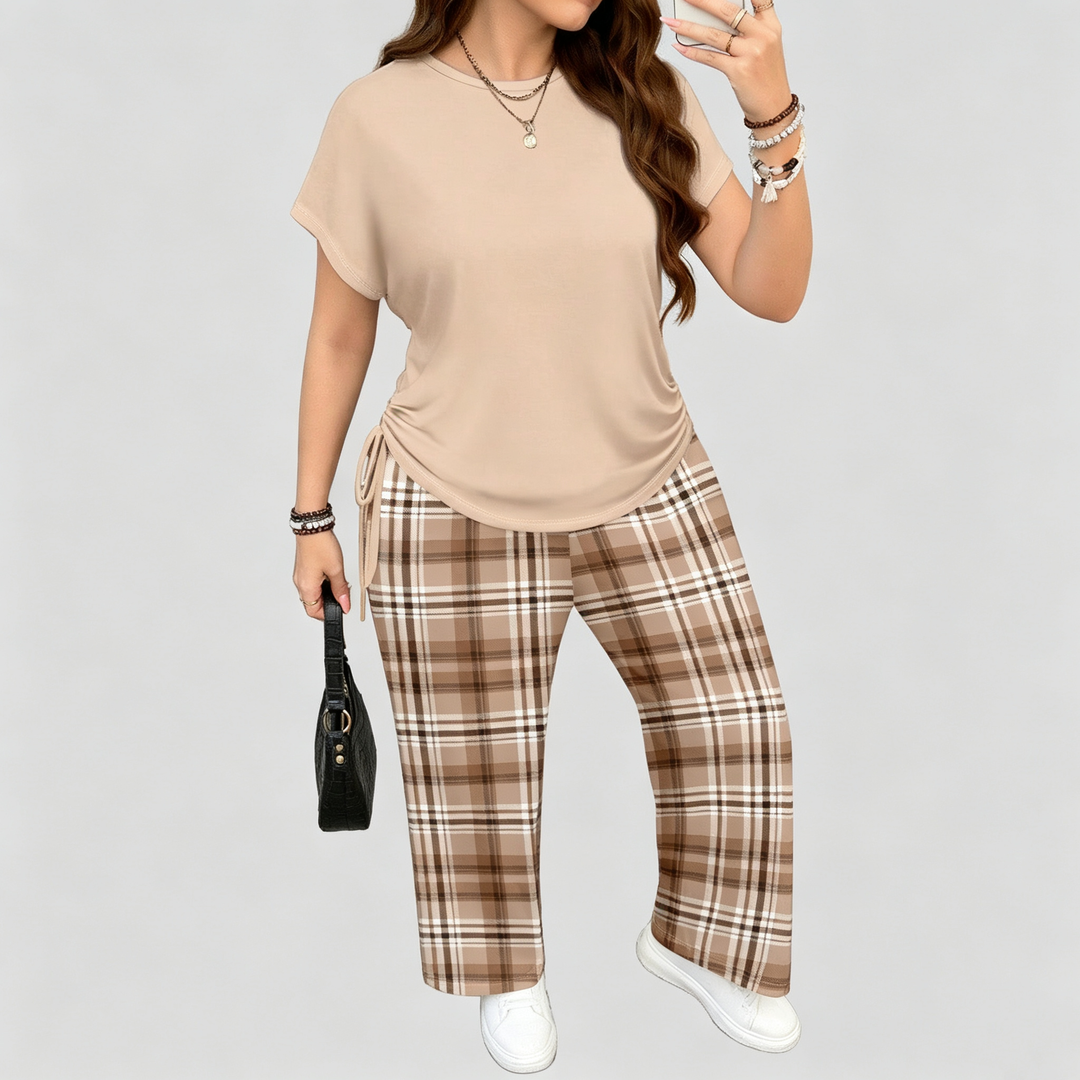 The Elara Curvy Art Print Wide-Leg Set
