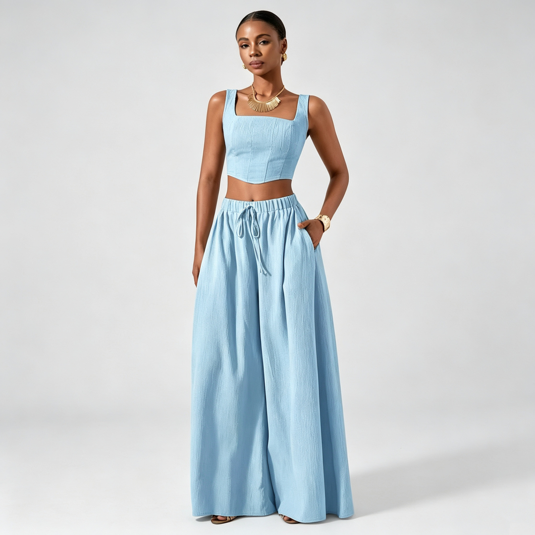 The Elara Square-Neck Wide-Leg Set