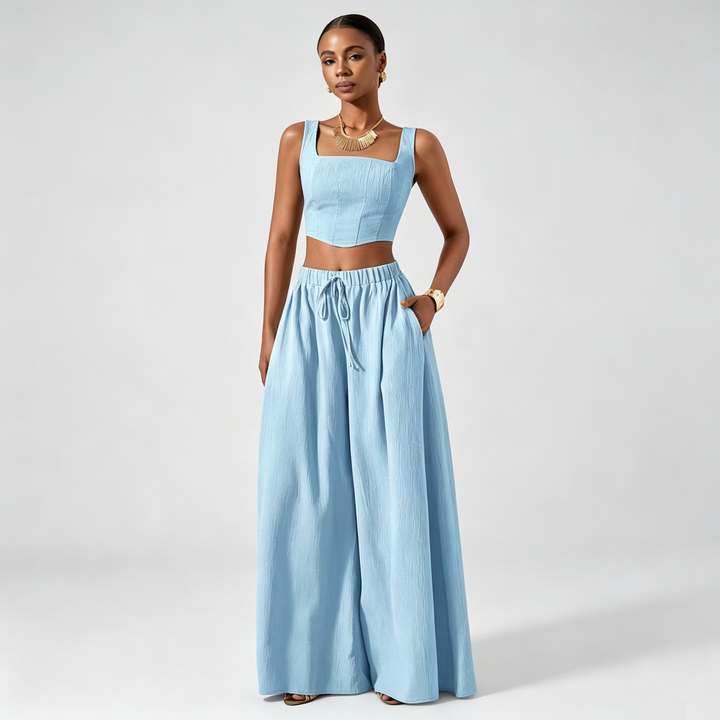 The Elara Square-Neck Wide-Leg Set