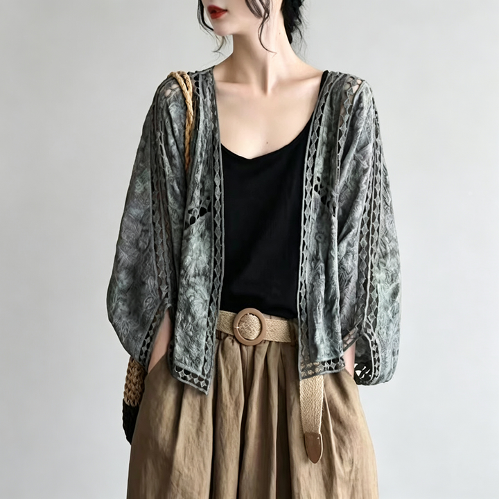 The Elara Crochet Open-Front Cardigan