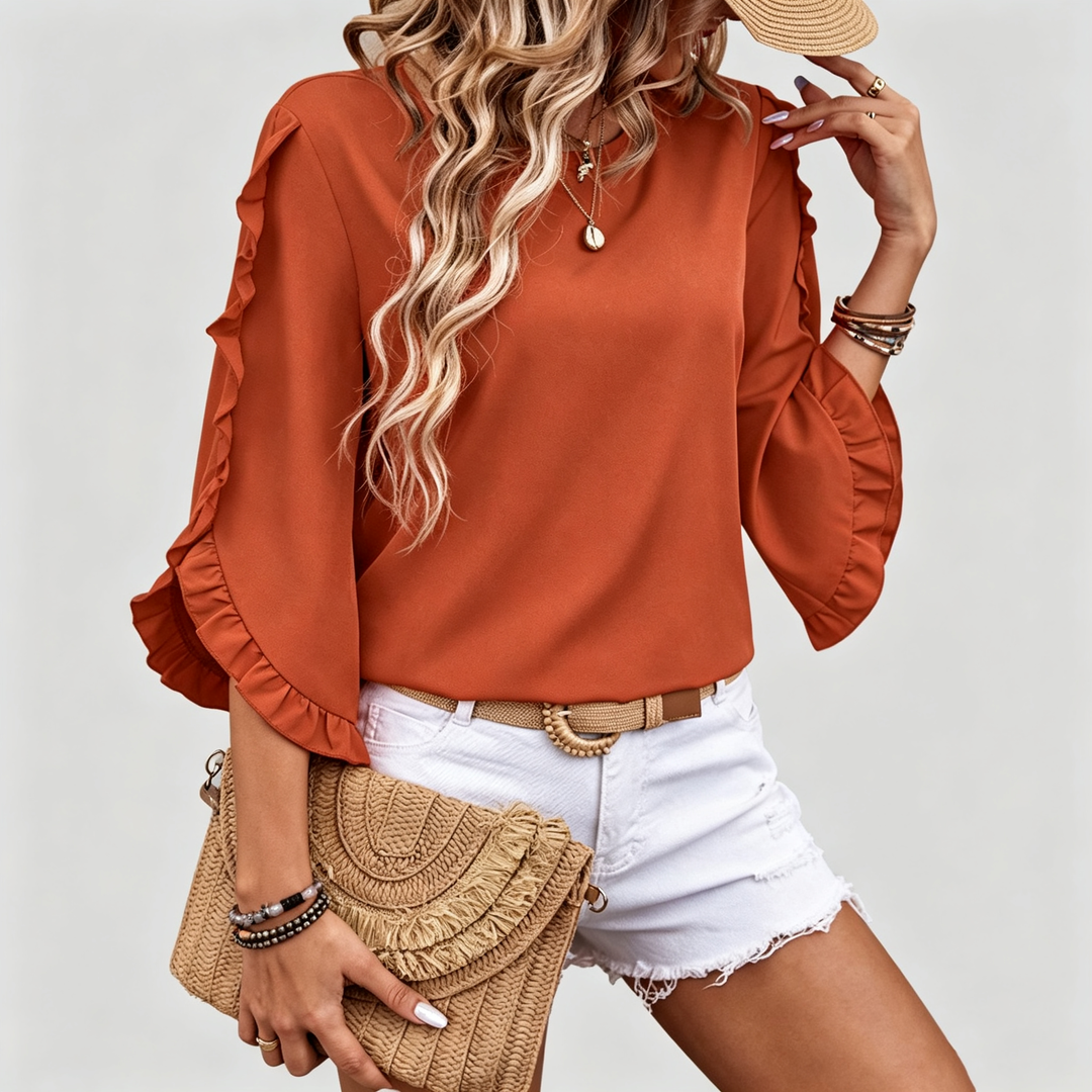 The Elara Ruffle-Sleeve Blouse