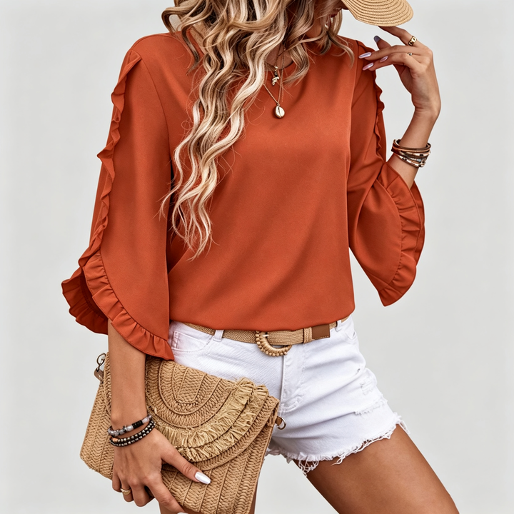 The Elara Ruffle-Sleeve Blouse