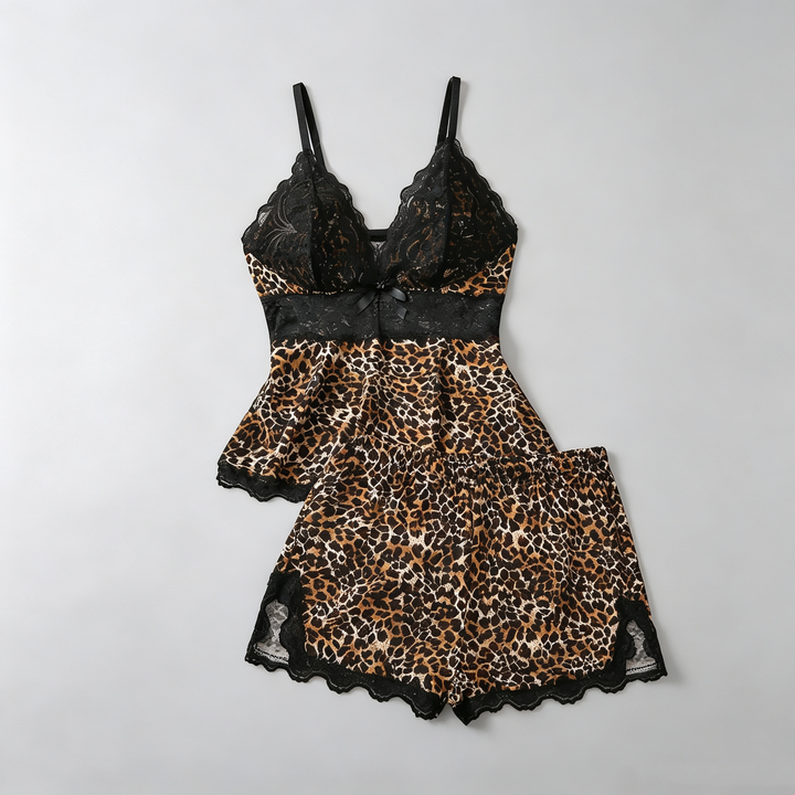 The Elara Lace Bow Cami Shorts Set