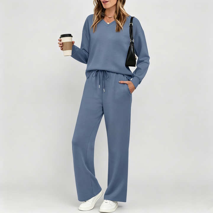 The Elara V-Neck Wide-Leg Lounge Set