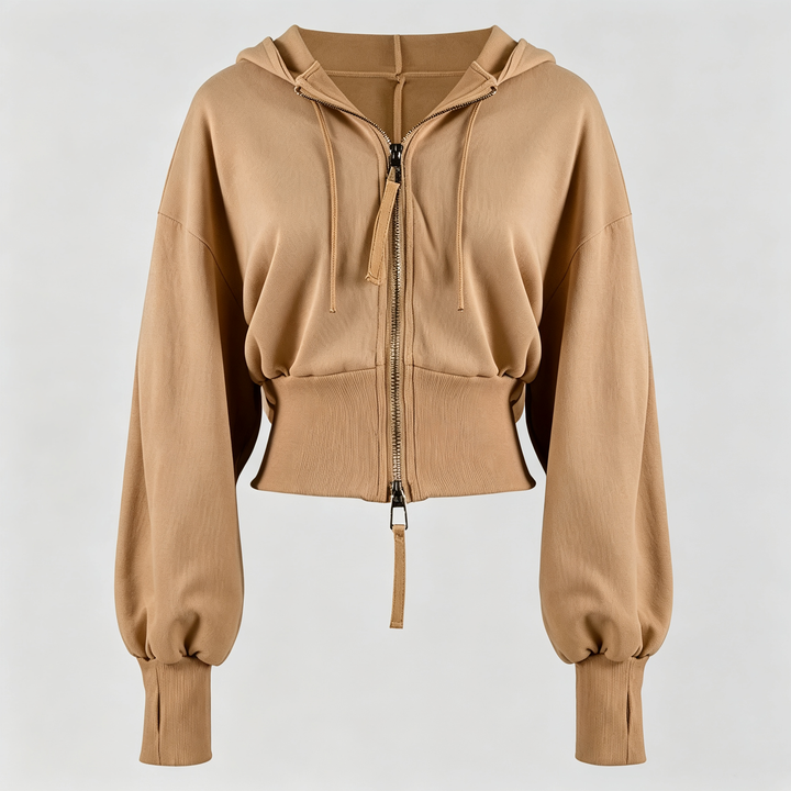 The Elara Double-Zip Cropped Hoodie