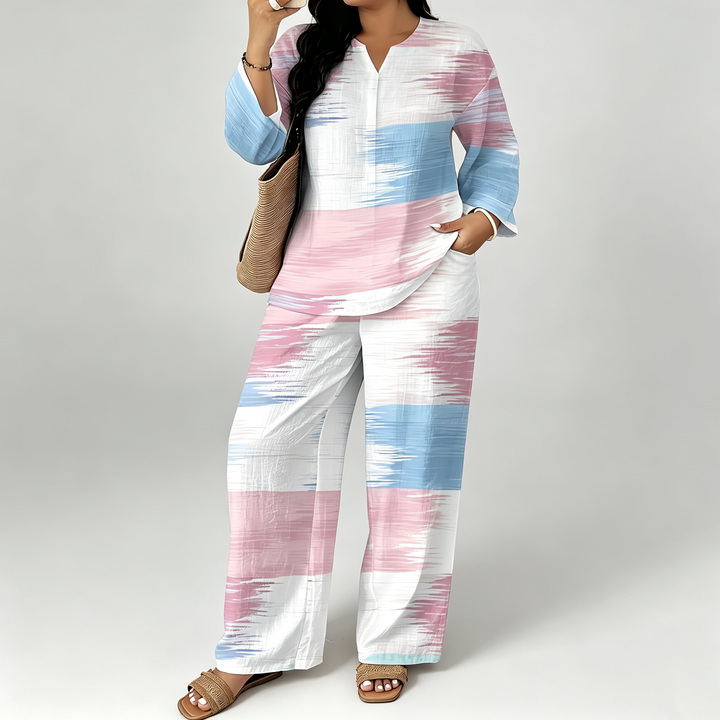 The Elara Vintage Patchwork Wide-Leg Set