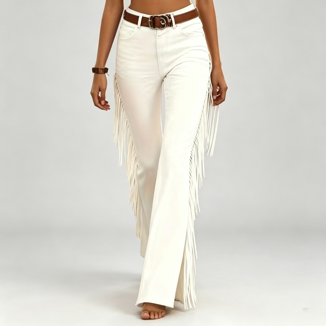 The Elara Western Fringe Flare Pants
