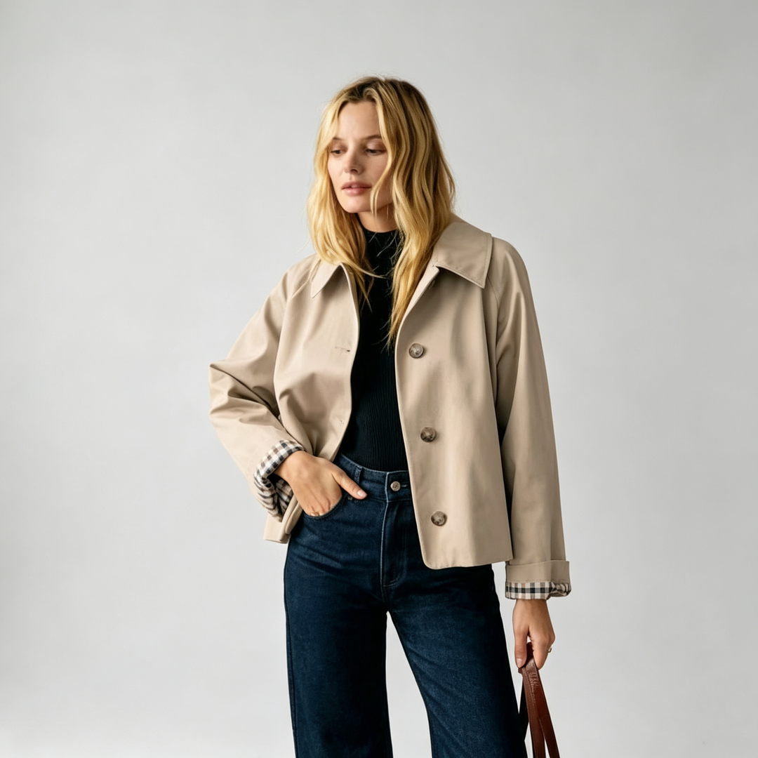 The Elara Cropped Trench Jacket