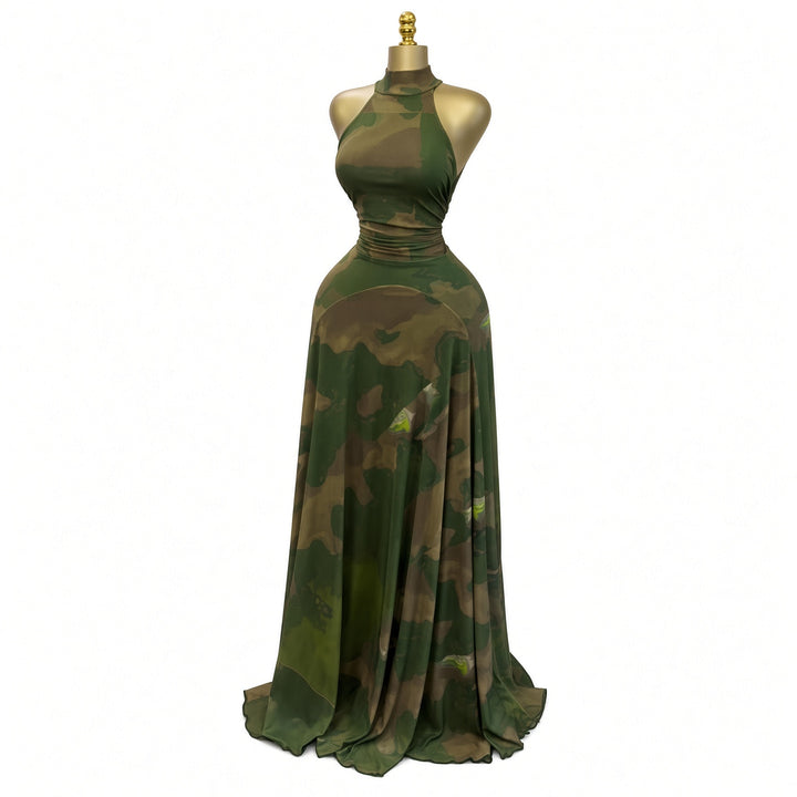 The Elara Lined Art-Mesh Maxi Dress