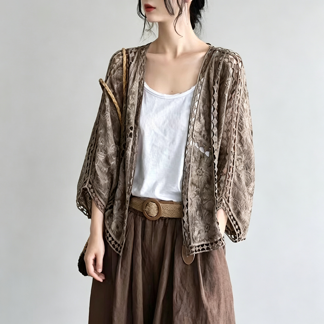 The Elara Crochet Open-Front Cardigan