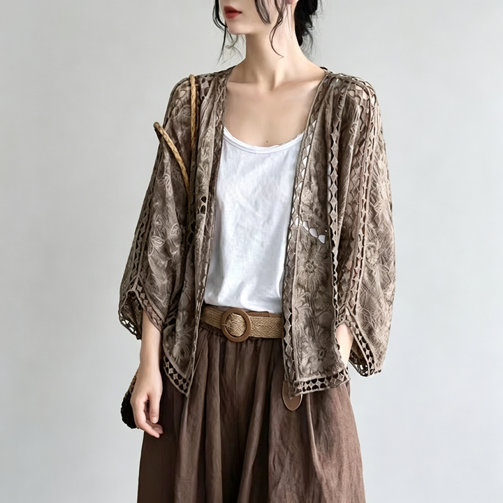 The Elara Crochet Open-Front Cardigan