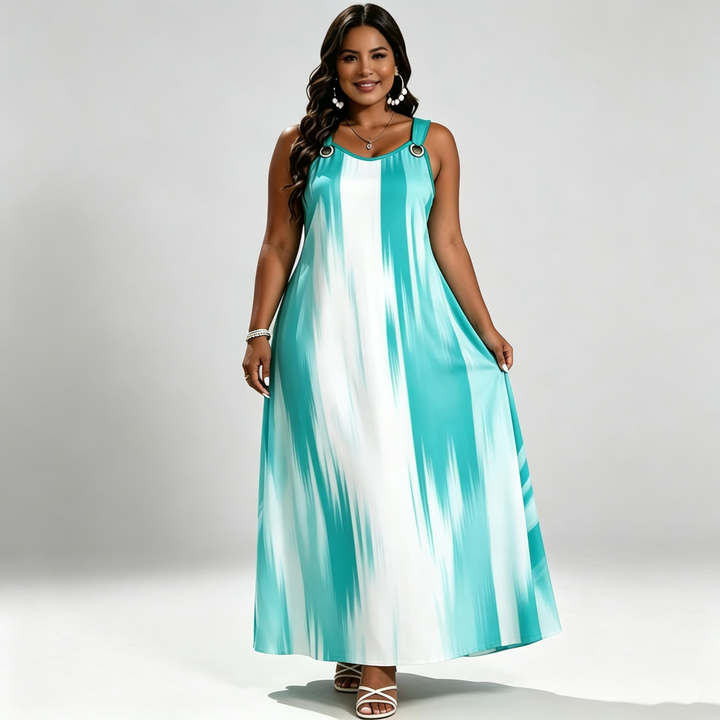 The Elara O-Ring Brushstroke Maxi Dress