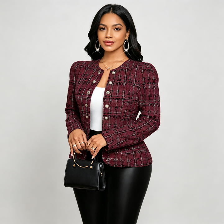 The Elara Button-Trim Faux Suede Jacket