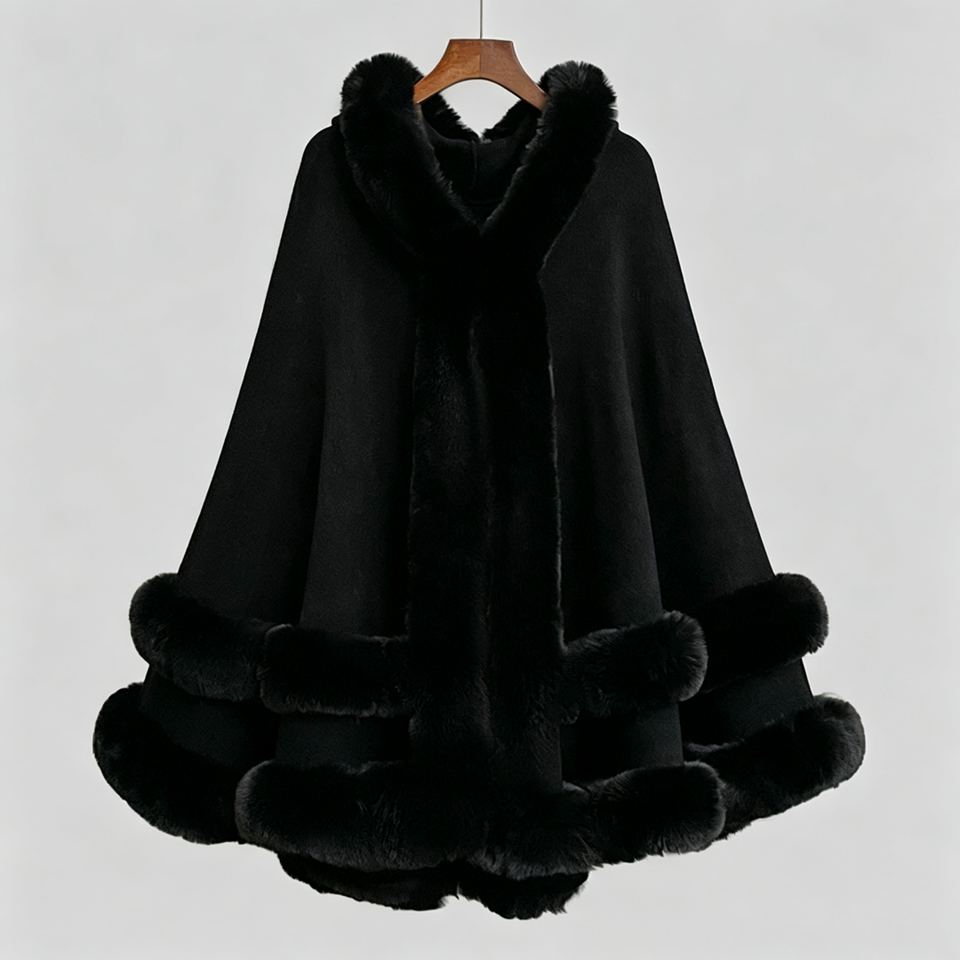 The Elara Luxe Faux Fur Hooded Cape