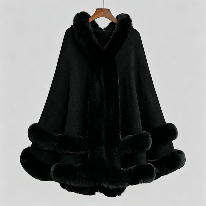 The Elara Luxe Faux Fur Hooded Cape