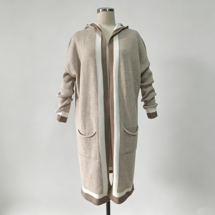 The Elara Color-Block Hooded Cardigan