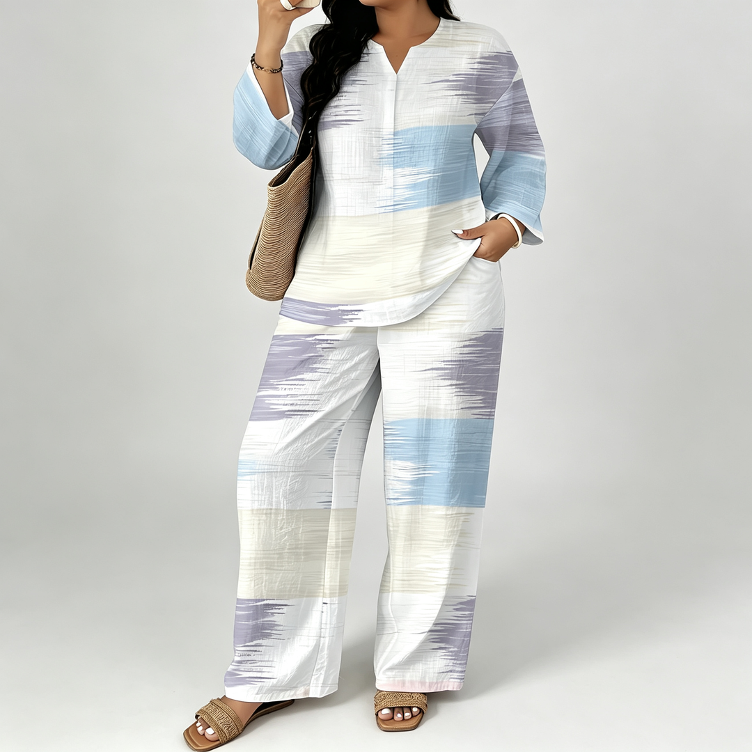 The Elara Vintage Patchwork Wide-Leg Set