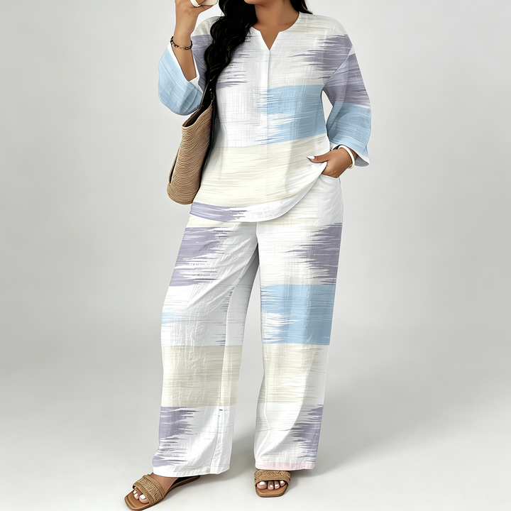 The Elara Vintage Patchwork Wide-Leg Set