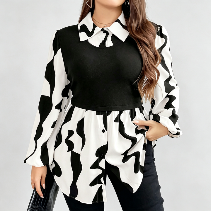 The Elara Two-in-One Printed Blouse Top