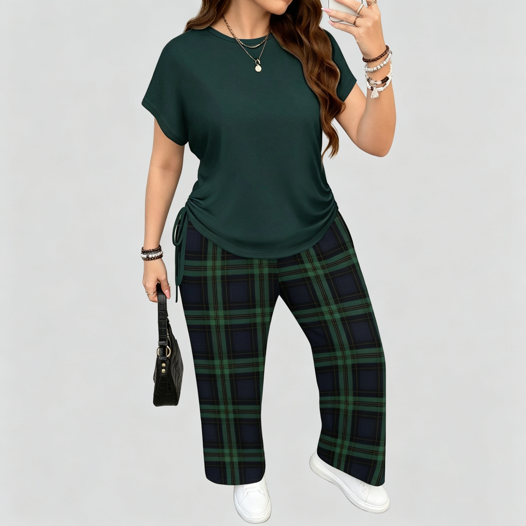 The Elara Curvy Art Print Wide-Leg Set
