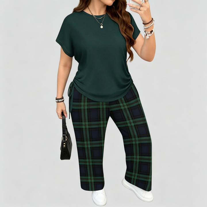 The Elara Curvy Art Print Wide-Leg Set