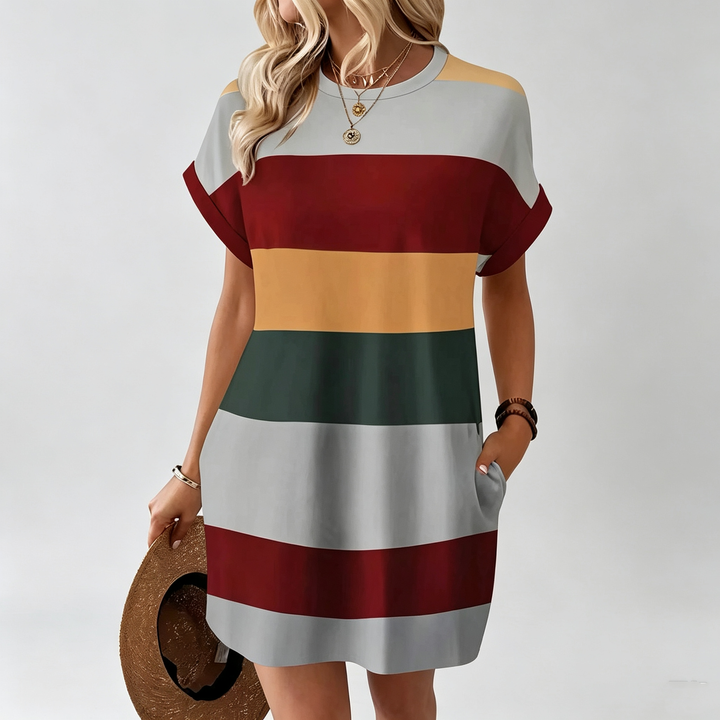 The Elara Striped Tee Dress