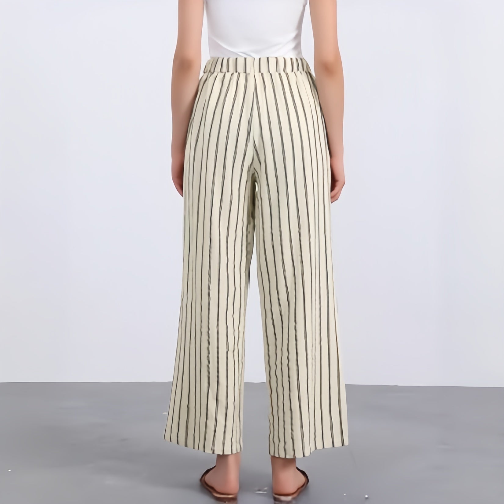 The Elara Striped Wide Leg Drawstring Pants