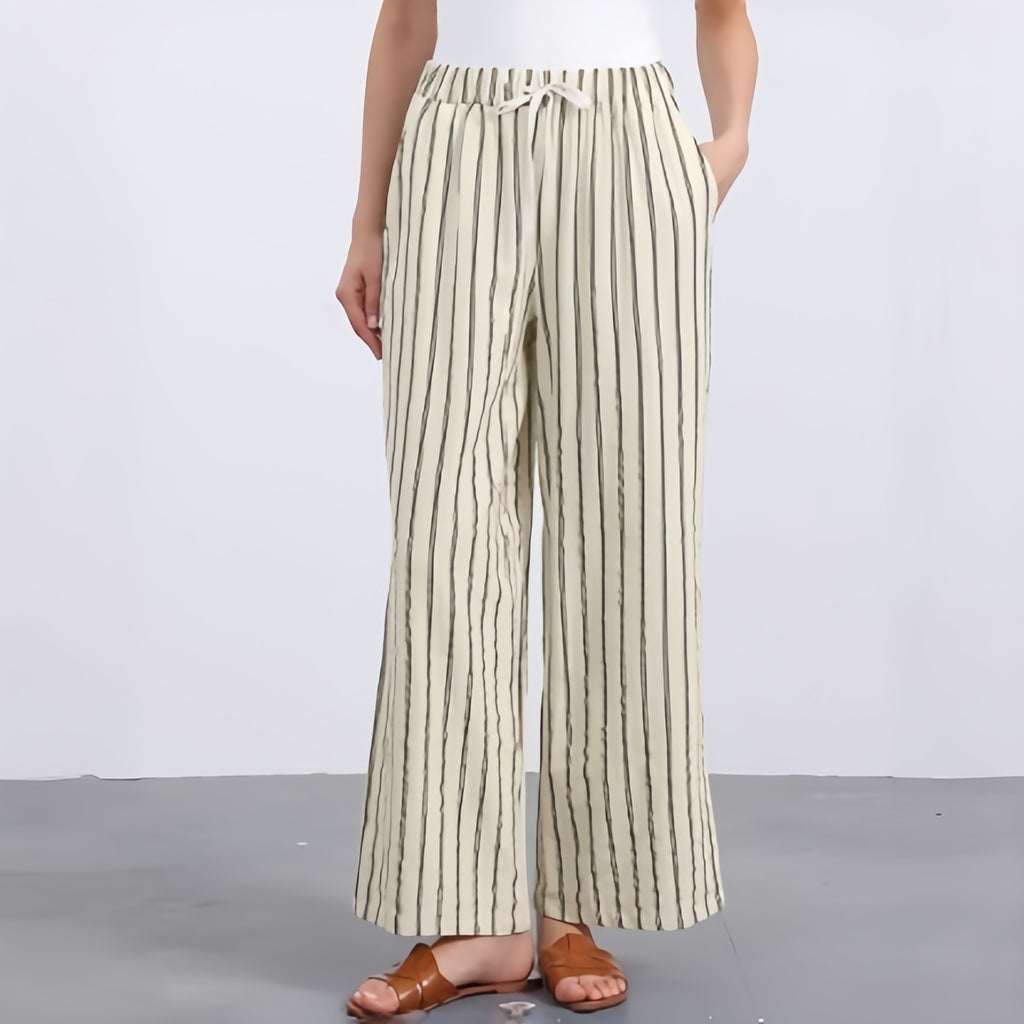 The Elara Striped Wide Leg Drawstring Pants